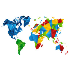 Colorful world map polygon  illustration 