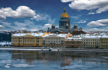 Roofs of St. Petersburg, view of St. Isaac's Cathedral