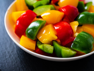 Bell pepper on black stone board