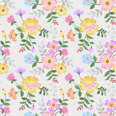 Colorful hand drawn flowers seamless pattern vector design. can use for fabric textile wallpaper.