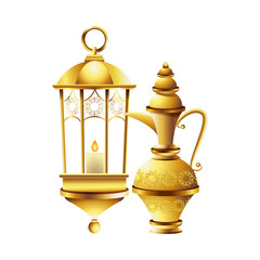 golden lamp and teapot ramadan kareem