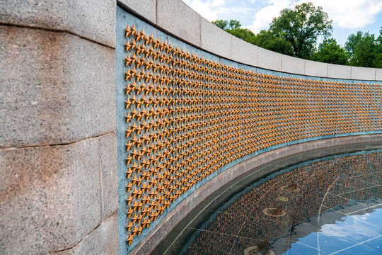 Gold stars on the Freedom Wall, part of the National World War II Memorial in Washington, D.C.