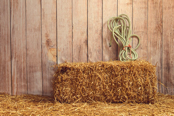  indoor barn with hay bale © Michael Gray