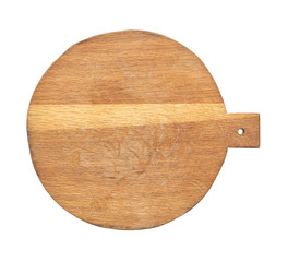 Rustic oak wooden kitchen board isolated on white background