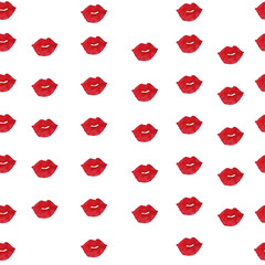 Watercolor simple seamless pattern with red lips isolated on white. Design for Valentine's wrapping, scrapbooking, textile, fabric, postcard, invitation, banner, poster