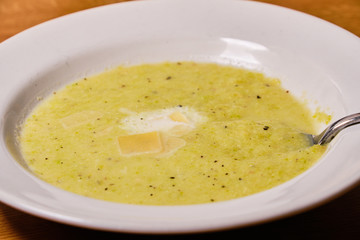 Zucchini soup with cream and parmesan cheese