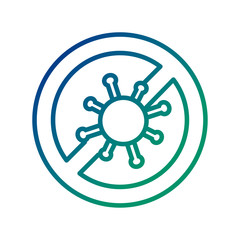 covid19 virus particle in denied symbol line style