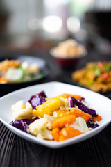 Stir-fried Mixed Vegetables carrot , cabbage and pineapple.