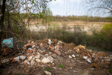 Debris in nature near borrow pit