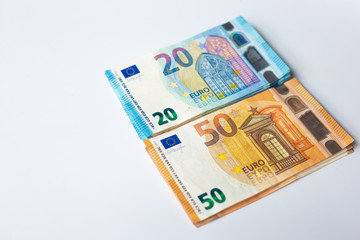 Obraz na płótnie Canvas Bundle of euro money object on white background, Business finance concept