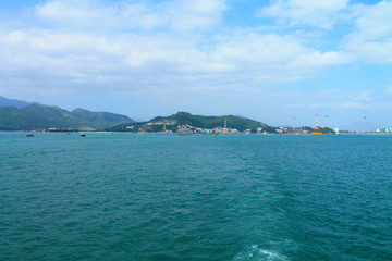 Scenic view of the islands and mountains near Nha Trang. Vietnam