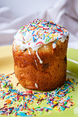 Easter cake, texture, background, baking cream dessert, sweet, happy easter dessert. glaze. multi-colored topping