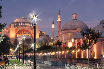 Fototapeta na wymiar Lights of Hagia Sophia