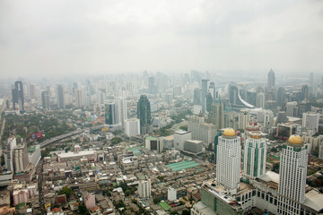 View of a skyscraper Baiyoke Sky. Aerial view of the megalopolis/ Bangkok