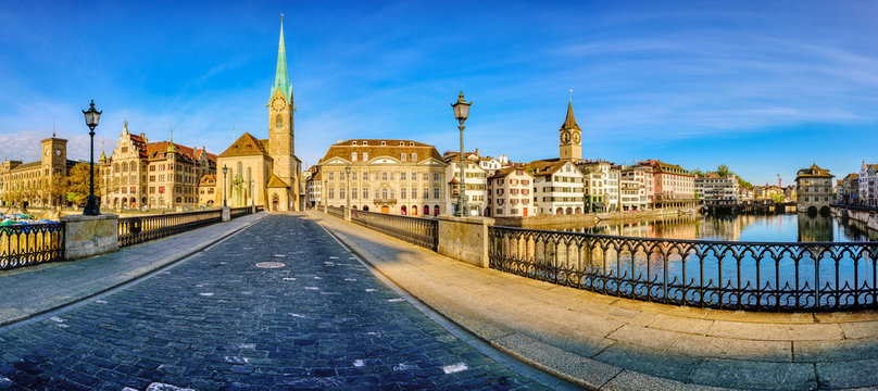 Panoramic view of Zurich city, Switzerland