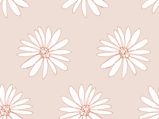 Floral seamless pattern with daisy blossom flowers