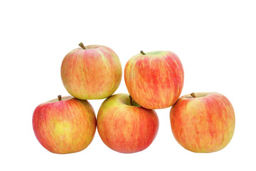 image fruit red-yellow apples on a white background