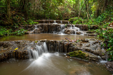 Landscape photo, Huay Ton Phung Waterfall, beautiful waterfall in deep forest at Phayao province, Thailand