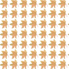 Obraz premium Watercolor seamless pattern with autumn leaves of green on the white background. Design for textile, fabric, wrapping paper, wallpaper, kids, school, invitation