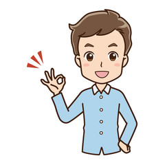 OKサインをする男性のイラスト