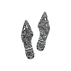 Trace of a sick person. A unique imprint of a person’s footwear that determines his health. Vector illustration, isolated object on a white background.
