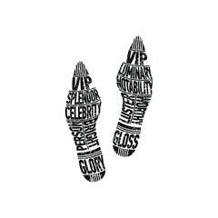 Trace of a famous person. The unique imprint of a person’s shoes determines his lifestyle. Vector illustration, isolated object on a white background.