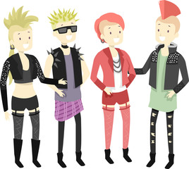 People Man Girl Punk Fashion Illustration