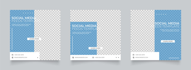 clean blue color social media post template for digital marketing and business sale promo. furniture or fashion advertising. banner offer. promotional mockup photo vector frame illustration