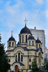 Fototapeta na wymiar Orthodox Church with domes against the sky
