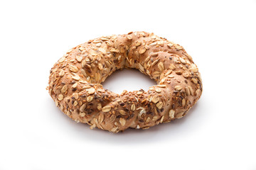 Turkish bagel on white background (simit)