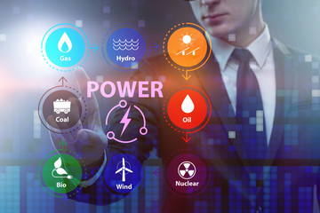 Energy mix concept with businessman