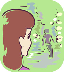 Girl Symptom Cloudy Vision Illustration