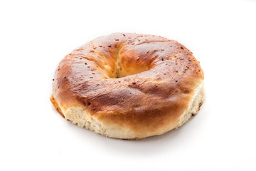 Turkish bagel on white background (simit)