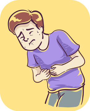 Man Symptom Upper Right Abdomen Pain Illustration