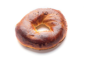 Turkish bagel on white background (simit)