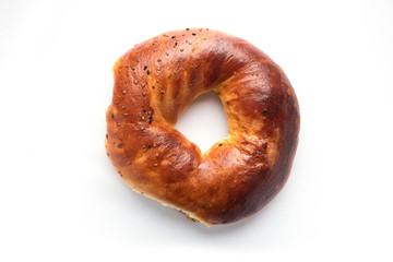 Turkish bagel on white background (simit)