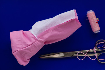 DIY sew handmade how to make cotton fabric face mask against coronavirus disease COVID-19, Do it...
