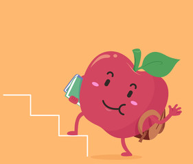 Mascot Apple Education Stairs Illustration