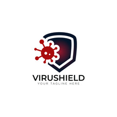 virushield logo, virus and shield vector