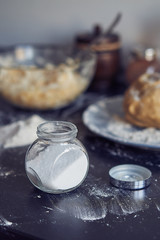 Close-up of food on the table, cooking process