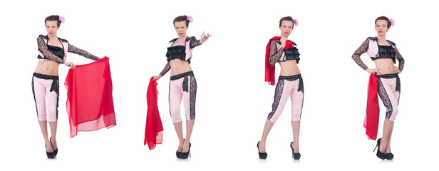 Woman toreador isolated on the white