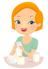 Girl Make Kefir Illustration