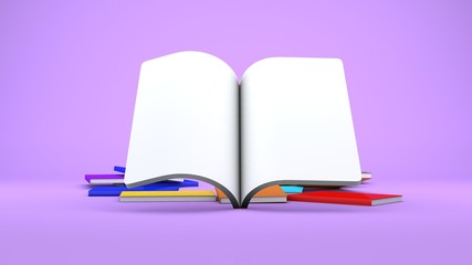 One open book,education background, 3d rendering