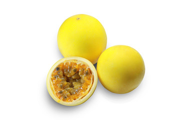 Passion fruit isolated on white background with clipping path.