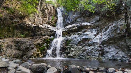 Beautiful waterfall in forest. Mountains of troodos, Cyprus