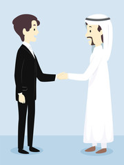 Men Formal Qatar Shake Hands Illustration