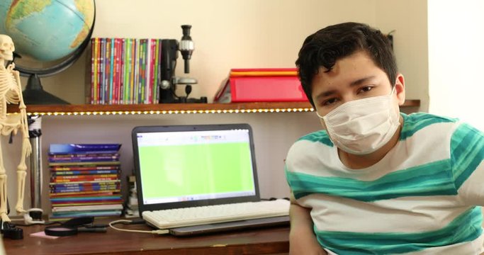 Home Isolation Concept  Epidemic Infection Covid-19 Distance Education At Home