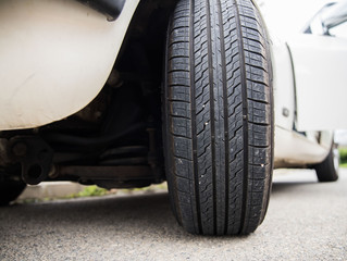 car wheel on the road