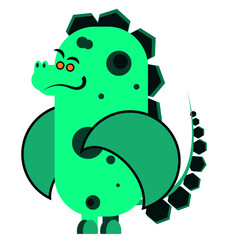 A green dragon on isolated white background.