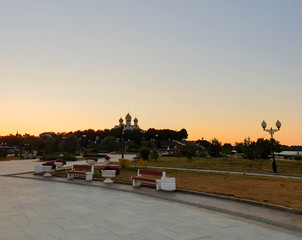 Bright summer day in the Strelka of Yaroslavl
